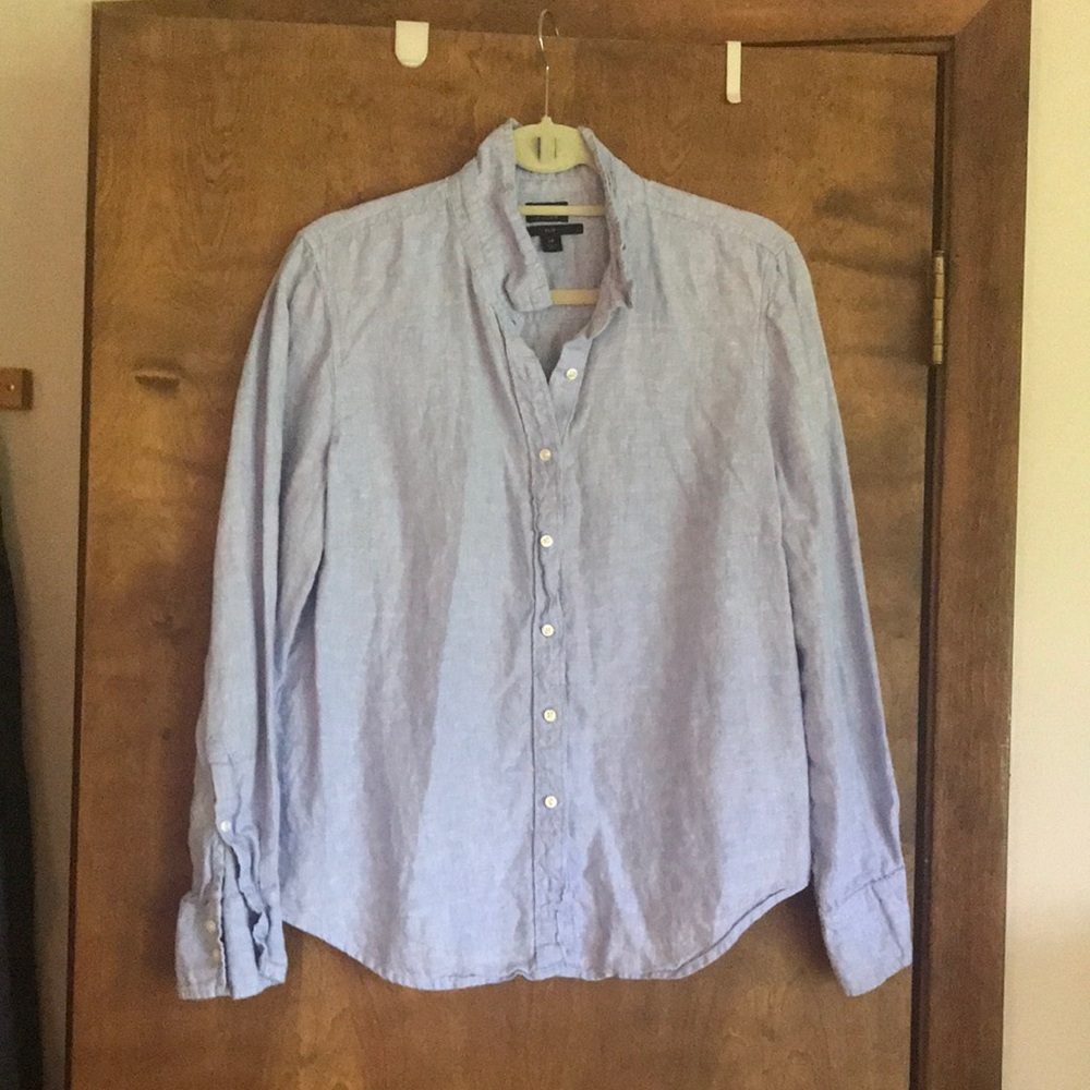 Jcrew Baird McNutt Light blue linen button-down, slim card, size 16, gently worn